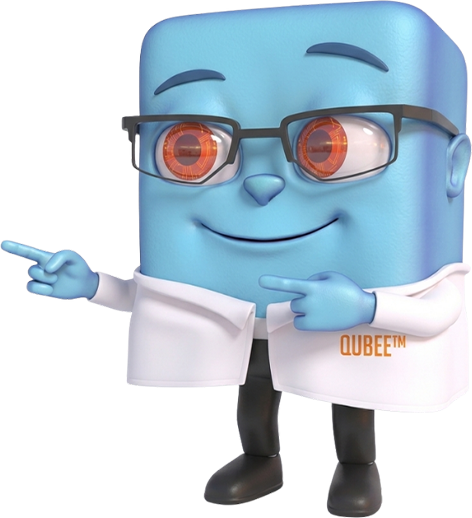 Qubee pointing at the gel qubes